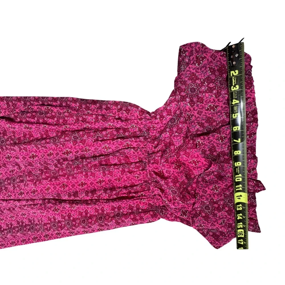 Hollister Maxi Dress Strapless Size M Pink All Over Floral Boho Flowy Indie Y2K - Picture 7 of 7